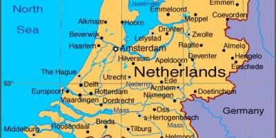 Քարտեզ Նիդեռլանդների քաղաքների հետ